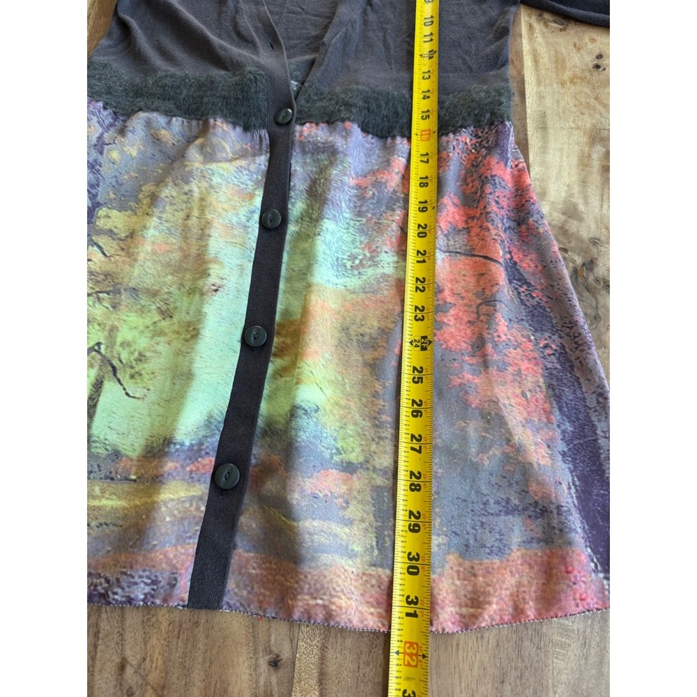 Anthropologie Knitted & Knotted Foliage Empire Cardigan sweater watercolor Small - Picture 11 of 13